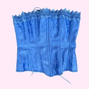 Frederick's of Hollywood Gorgeous Cerulean Blue Lacey Corset Size 36